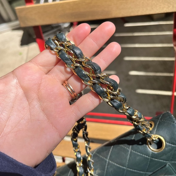 Forest green small Chanel double flap - Picture 12 of 12